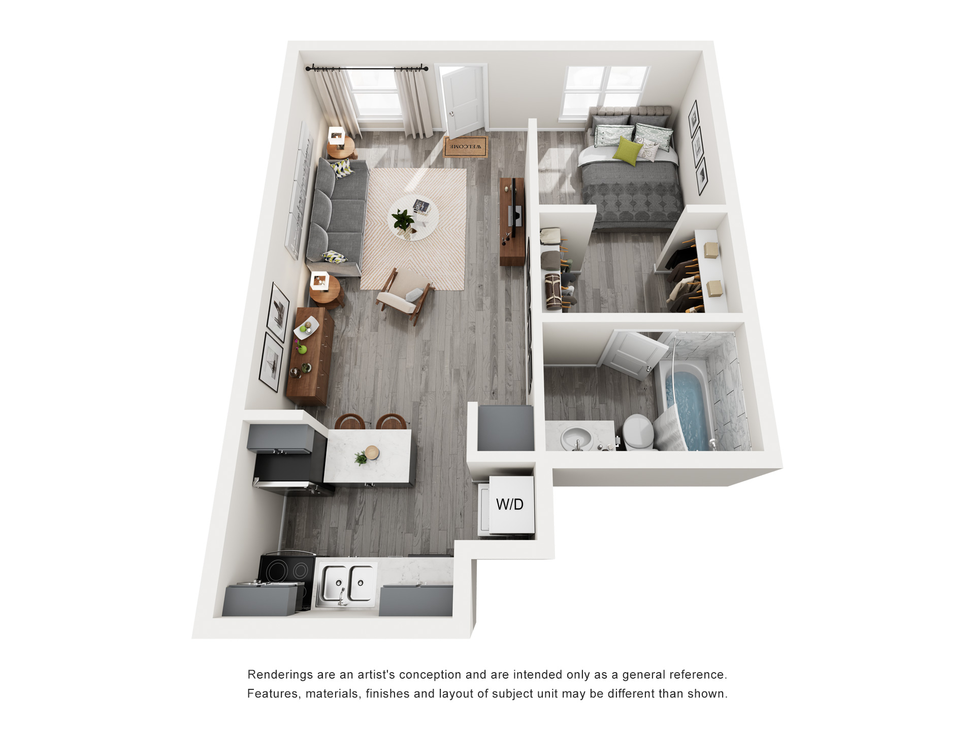 FLOOR PLAN A (A1) 3D Floor plan rendering
