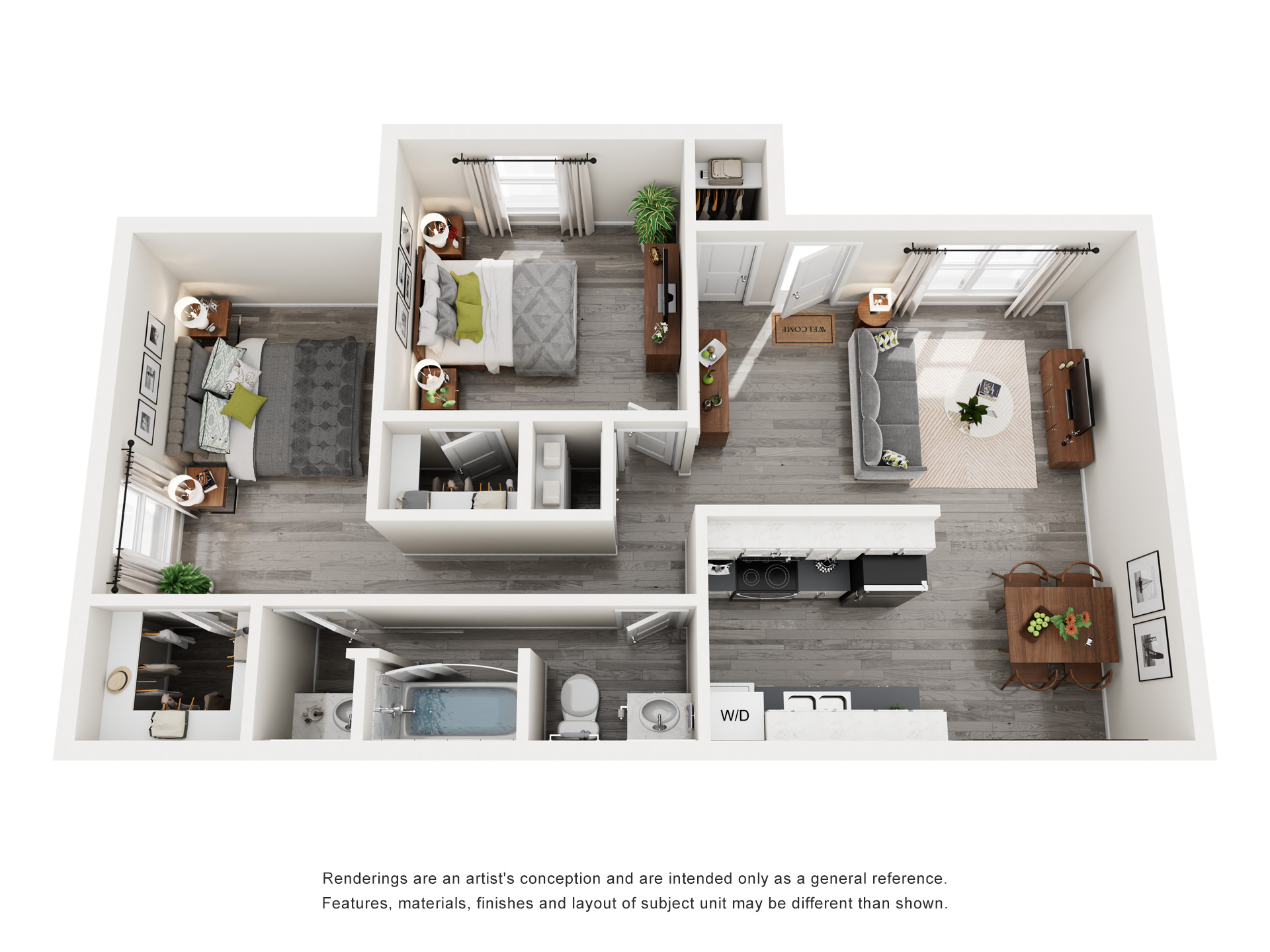 FLOOR PLAN C (C1) 3D Floor plan rendering